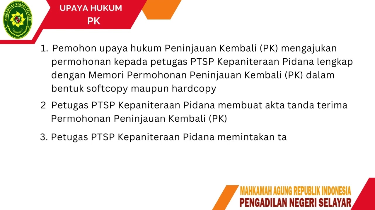 Pidana Permohonan Upaya Hukum Peninjauan Kembali (PK)