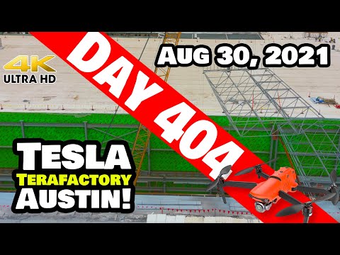 Tesla Gigafactory Austin 4K  Day 404 - 8/30/21 - Terafactory TX - FLYING SPACE FRAMES OF GIGA TEXAS!