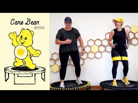 15 Min Rebounder Walk & Talk Workout | Low Impact Mini Trampoline + Hand Weights | Funshine Edition thumbnail
