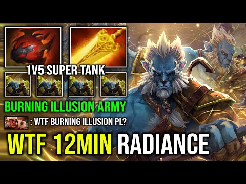 WTF 12MIN RADIANCE Create Burning Illusion Army 1v5 Juke & Dodge Phantom Lancer Dota 2