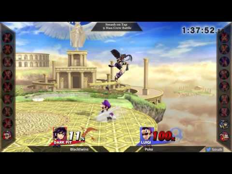 Smash on Tap - 9 Man Crew Battle - Blacktwins (Dark Pit) vs Poke (Luigi)