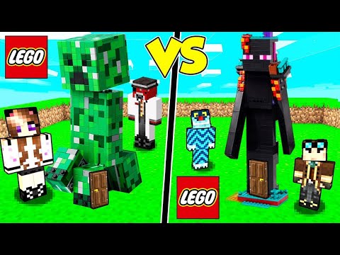 CASA LEGO CREEPER contro CASA LEGO ENDERMAN SU MINECRAFT!!