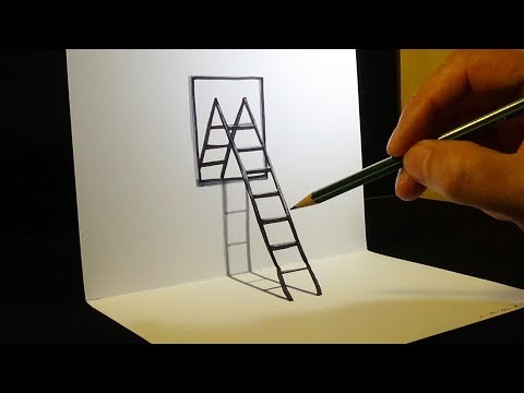 Drawing Mirror & Ladder - 3D Art by Vamos