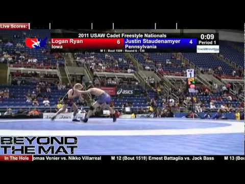 Cadet Freestyle 130 - Logan Ryan (IA) vs. Justin Staudenamyer (PA)
