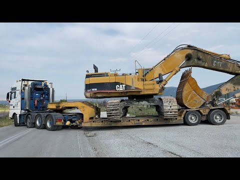 Transporting By Side The Caterpillar 365B Excavator - Fasoulas Heavy Transports