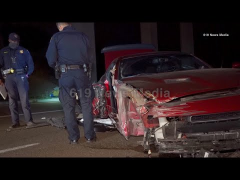 La Presa - Driver totals Dodge Challenger after hitting parked semi, flees scene