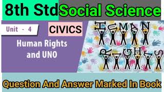 8th Std - Social | Civics - Unit 4 | Human Rights And UNO | Question and Answer Marked In Book
