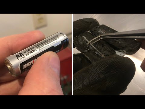 Was ist IN einer „AA-Alkalibatterie“ (wie sie funktioniert) Zink Mangandioxid Kaliumhydroxid