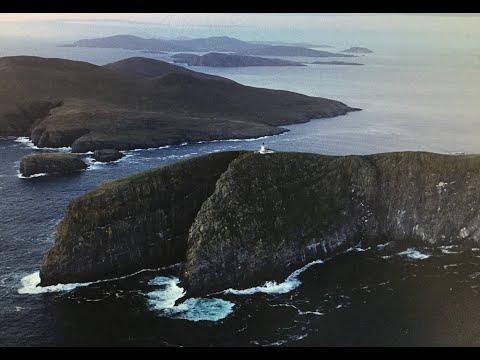 4K Barra Head lighthouse, Berneray and Mingulay, Scotland. Historic footage