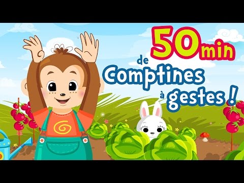 50min de Comptines avec gestes et Chansons pour bébé (Petit escargot, Alouette, Pirouette ...) Video