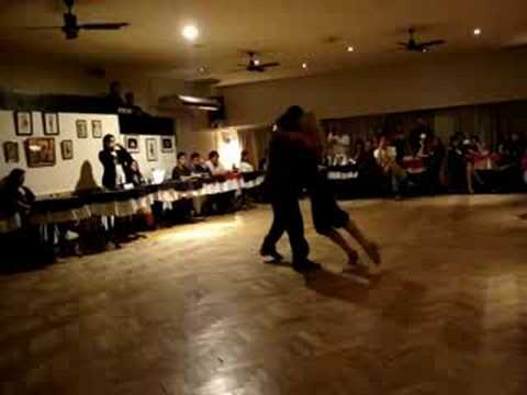  Gregorio Garrido  and  Alejandra Mantinan  are  dancing  to  the  tango  "  Gallo Ciego  "