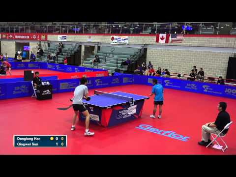 2016 NCTTA Nationals Men's Singles R16 - Donglong Hao (Ohlone) vs Qingwei Sun (Mississippi)