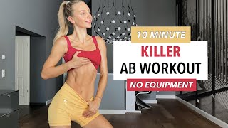 10 MIN KILLER AB &amp; CORE WORKOUT/ No Equipment/ - Angela Kajo
