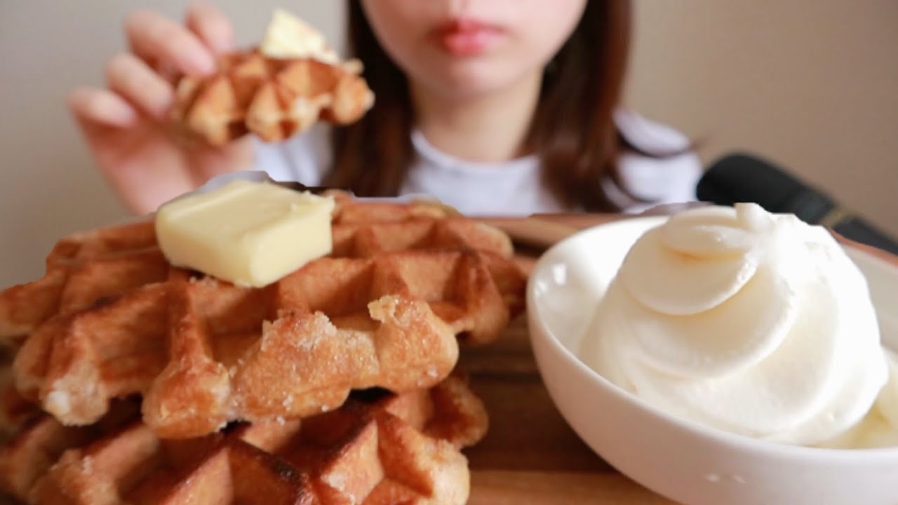 【ASMR】サクサクワッフル🧇にバターとアイス🍨