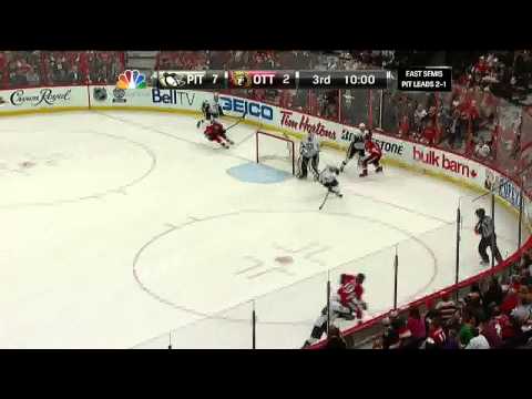 Jarome Iginla snapshot goal 7-2 May 22 2013 Pittsburgh Penguins vs Ottawa Senators NHL Hockey