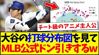 【海外の反応】大谷翔平の「全安打 打球分布図」を見て、ドン引きするMLB公式の反応がこちらですwww