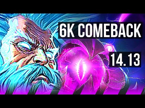 ZILEAN & Kai'Sa vs VEL'KOZ & Zeri (SUP) | 6k comeback, 1/3/27, 1000+ games | EUW Master | 14.13
