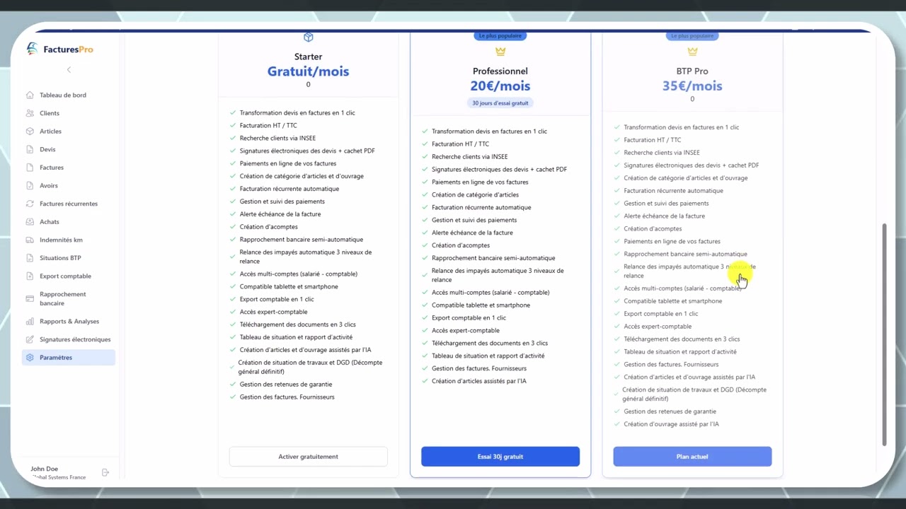 Tutoriel vidéo : Abonnement et facturation — Formation FacturesPro