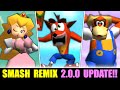 Crash Bandicoot Peach Lanky MORE In SMASH REMIX 2 0 0 Showcase