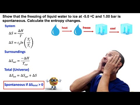 Calculate ENTROPY CHANGES to show that freezing water is SPONTANEOUS, ∆S 💪