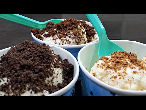 3 types of ice cream//oreo , brownie and chocolate topping vanilla ice-cream// summer special