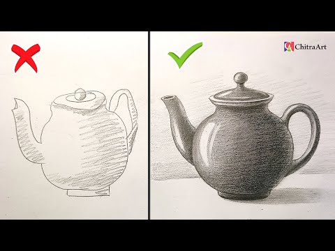 Don'ts & Do's ! How to Draw Realistic 3D Tea Pot Drawing Easy Step By Step for Beginners.