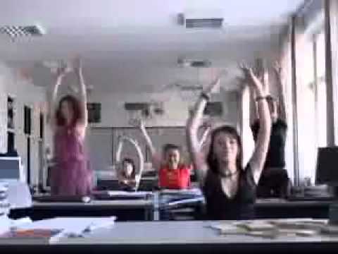 Russian girls synchronized office swim