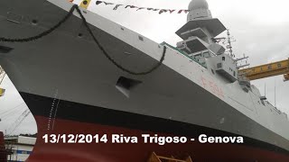 preview picture of video 'Varo Fremm Fregata Alpino - 13/12/2014 Riva Trigoso - Genova F594 - Italian  Ship Launch ceremony'