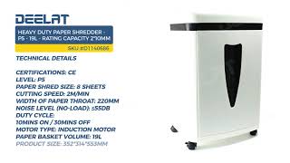 Heavy Duty Paper Shredder - P5 - 19L - Rating Capacity 2*10mm