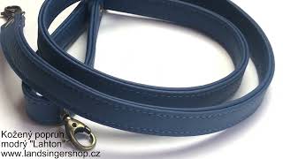 Kožený popruh modrý "LAHTON" na kabelku, tašku - polotovar.
