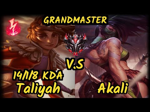 Fly (TALIYAH) vs AKALI - 14/1/8 KDA MID GAMEPLAY - KR Ranked GRANDMASTER