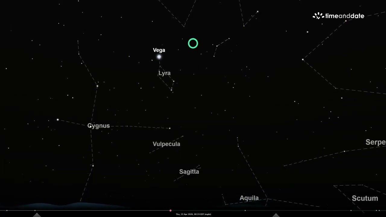 Lyrid Meteor Shower Radiant, 22–23 April, 2026, New York City