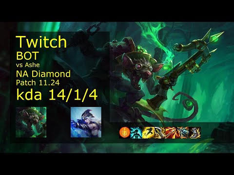 Twitch ADC & Rakan vs Ashe & Thresh - NA 14/1/4 Patch 11.24 Gameplay