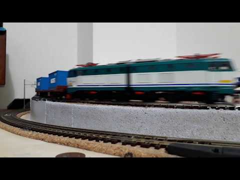 FS E655 Cargo , convoglio intermodale tipico fs.