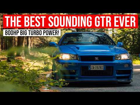 800HP BIG Turbo R34 GT-R Runs In The Italian Alps