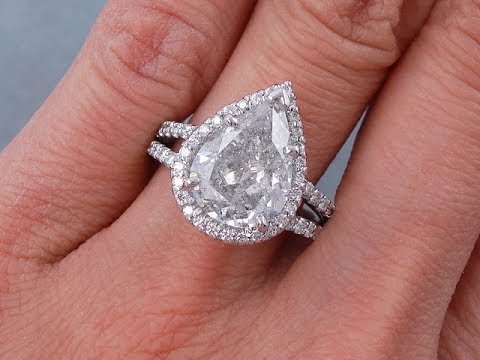 3.90 ctw Pear Shape G I1 Diamond Engagement Ring - BigDiamondsUSA