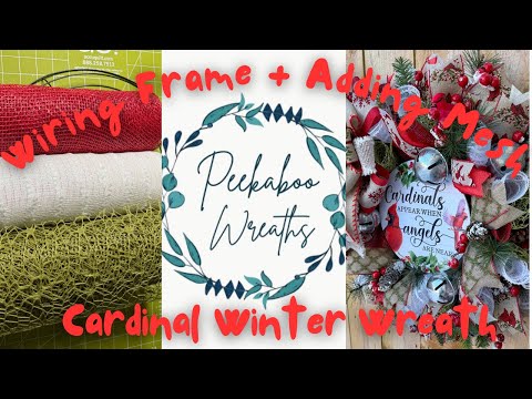 Adding Mesh to a Beautiful Snowy Cardinal Winter Wreath | DIY Christmas Wreath Tutorial