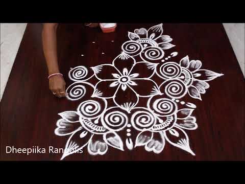 Simple n cute flower Kolam with 7 dots  || Creative rangolis || Latest arts designs by Dheepiika