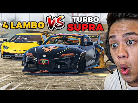 Animated SUPRA vs 4 Lamborghini - *INTENSE CHASE* | GTA 5 RP