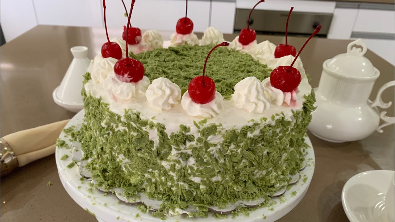 Matcha Green Forest Cake | No oven by Sanchai’s Kitchen