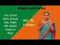 Modal auxiliaries |ALL IN 1 Video| Can, Could ,Shall, Should, May, Might, Will, Would, Ought to,Must