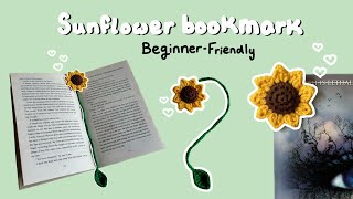 How to Crochet a Sunflower Bookmark - BEGINNER FRIENDLY