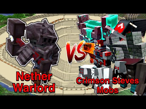 Minecraft |Mobs Battle| Nether Warlord (Salmon's Genesis)VS Crimson Steve's More Mobs