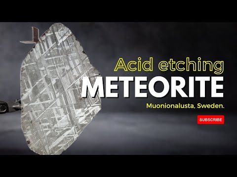 Acid etching Muonionalusta meteorite slices.