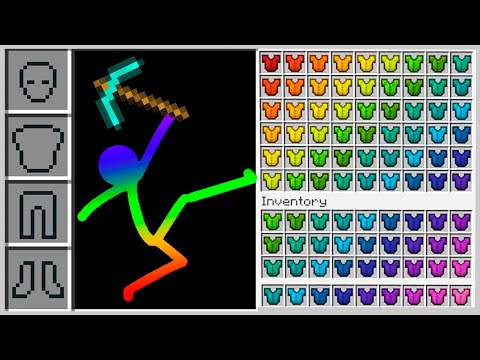 Stickman vs Minecraft RAINBOW STICKMAN INVENTORY / Animation vs Minecraft Stick Man Figure Fight
