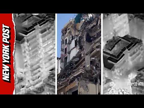 Moment Building Crumbles from Israeli Strike Targeting Hezbollah in Lebanon