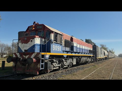 [4K] Tren cargado de NCA con la EMD GT-22CW 9090 pasando por Marcos Juárez!!!!!!