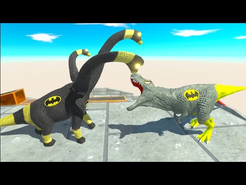HYDRA BATMAN BRACHIOSAURUS vs BATMAN T-REX - Animal Revolt Battle Simulator