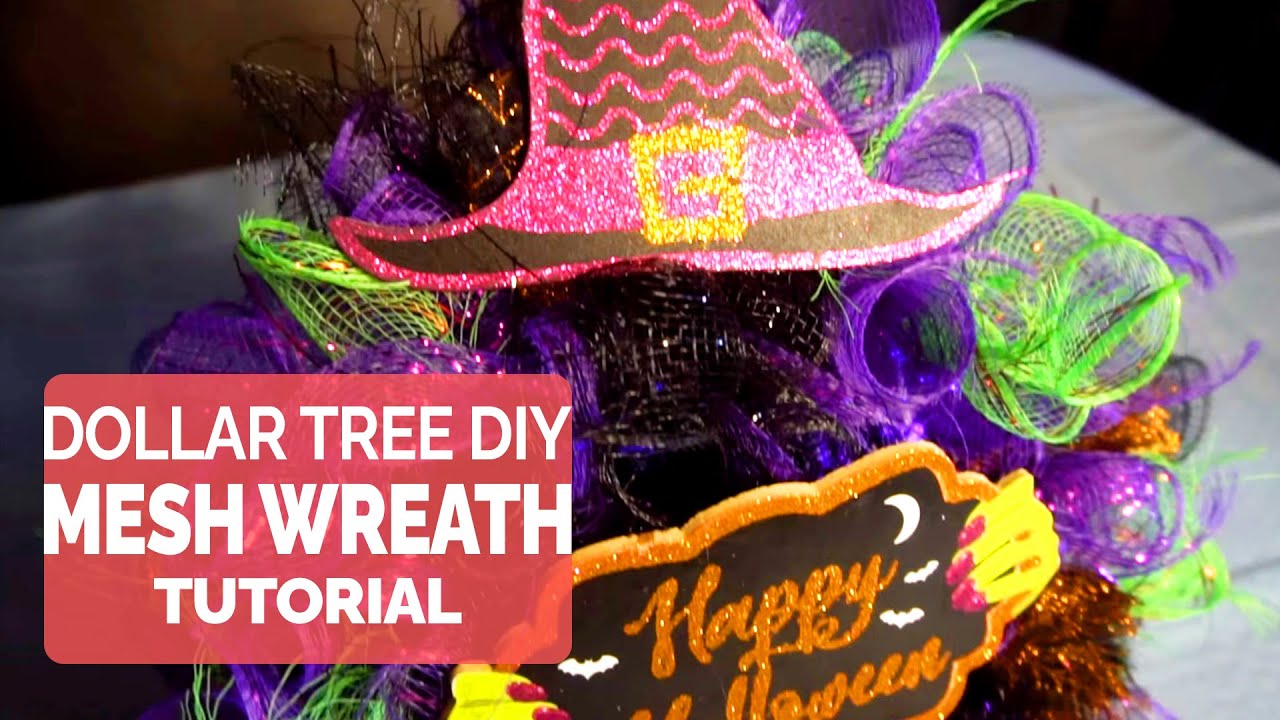 DIY Mesh Wreath Tutorial {Dollar Tree} Halloween Inspired
