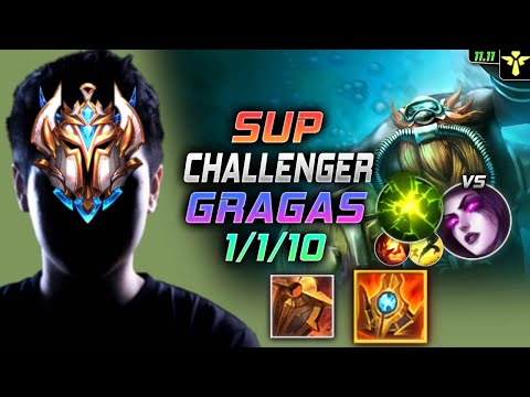 Challenger Gragas Support vs Morgana - 챌린저 서폿 그라가스 템트리 룬 슈렐 여진 グラガス Грагас 酒桶 古拉格斯 - LOL KR 11.11